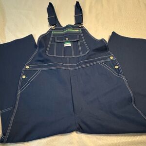 Liberty Dark Blue Overalls with White Accents 42 x 28 NWT